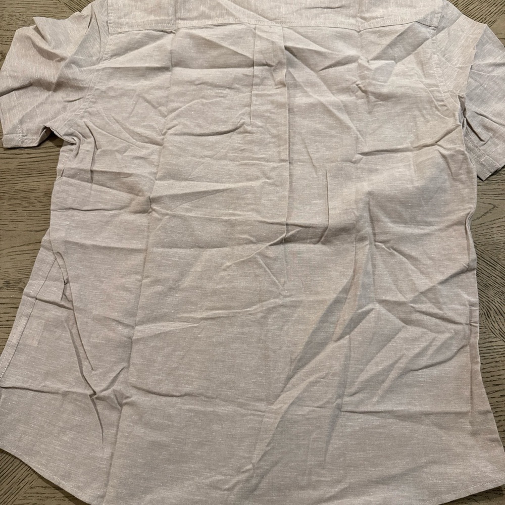 P J PAUL JONES Beige Cotten Linen Short Sleeve Shirt Size Medium - Picture 3 of 3